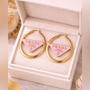 18K Gold & Pink Luxury Hoop Earrings